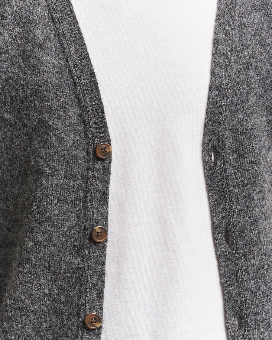 Homme | Pulls Et Tricots | Harley Of Scotland | Brushed Supersoft Lambswool Cardigan Basalt