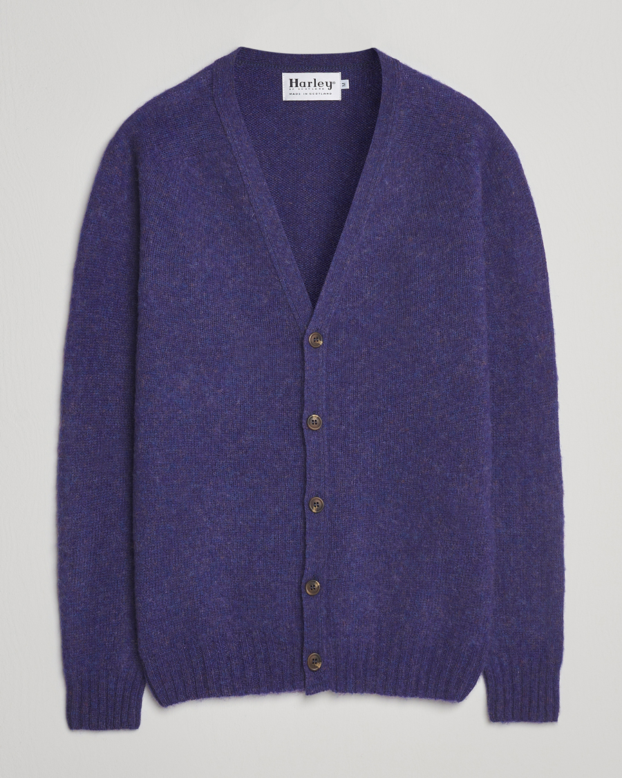 Homme | Pulls Et Tricots | Harley Of Scotland | Brushed Supersoft Lambswool Cardigan Iris