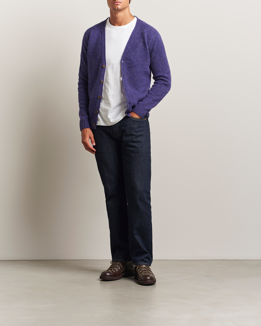 Homme | Pulls Et Tricots | Harley Of Scotland | Brushed Supersoft Lambswool Cardigan Iris