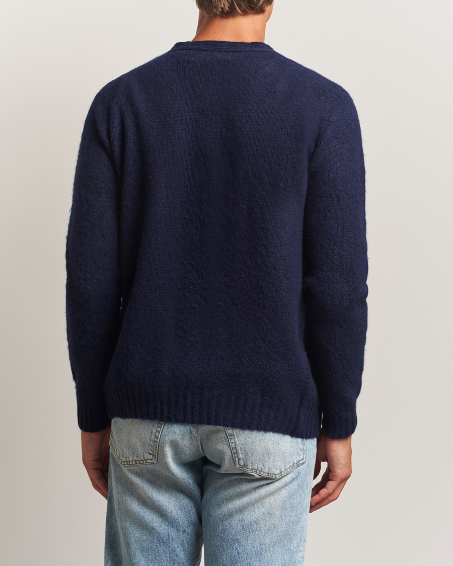 Homme | Pulls Et Tricots | Harley Of Scotland | Brushed Supersoft Lambswool Cardigan Navy