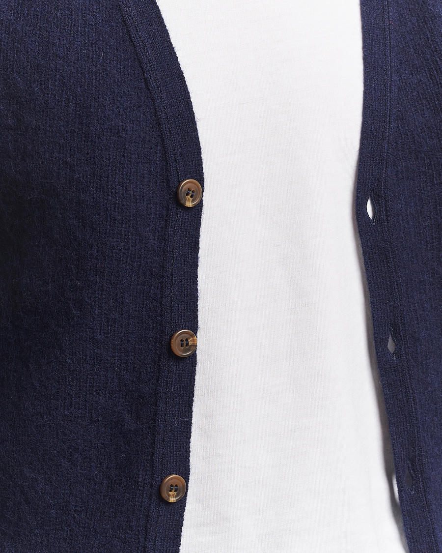 Homme | Pulls Et Tricots | Harley Of Scotland | Brushed Supersoft Lambswool Cardigan Navy
