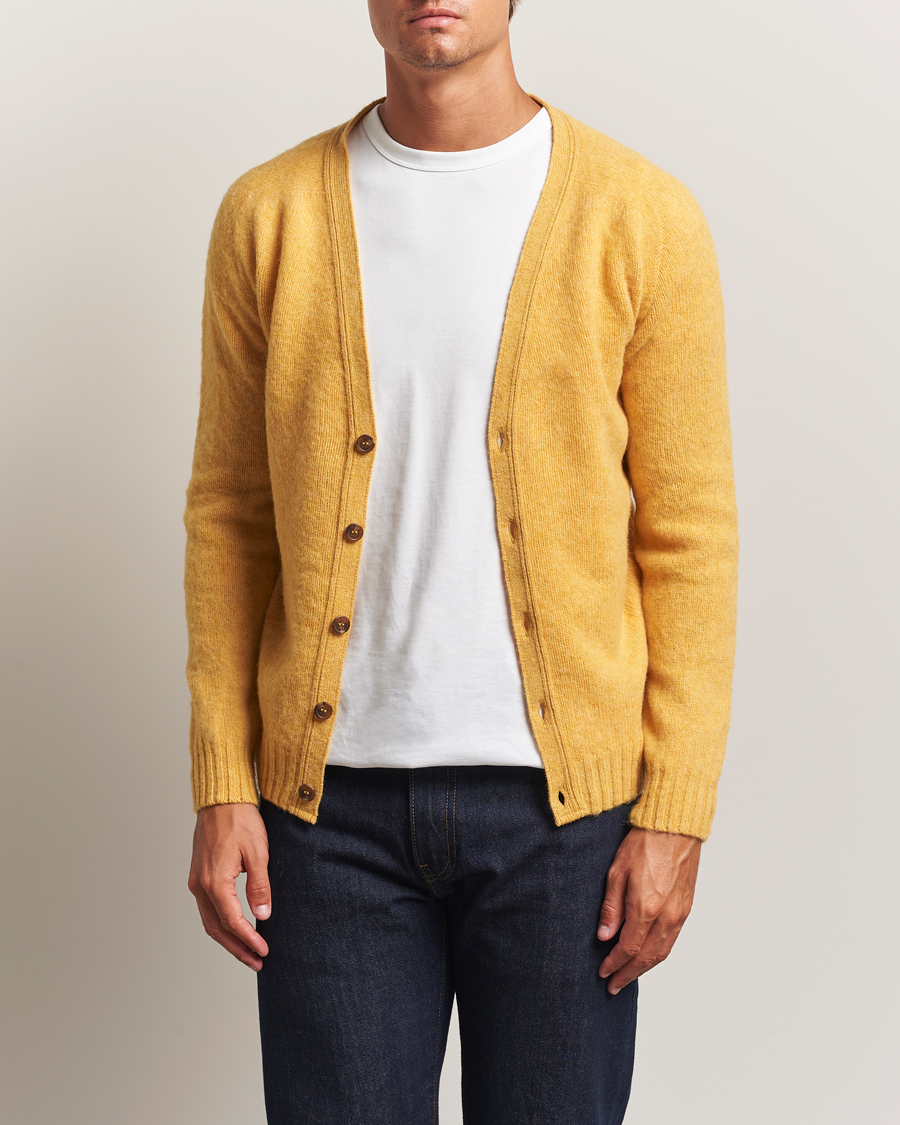 Homme | Pulls Et Tricots | Harley Of Scotland | Brushed Supersoft Lambswool Cardigan Nectar