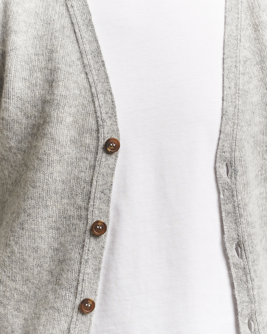 Homme | Pulls Et Tricots | Harley Of Scotland | Brushed Supersoft Lambswool Cardigan Silver