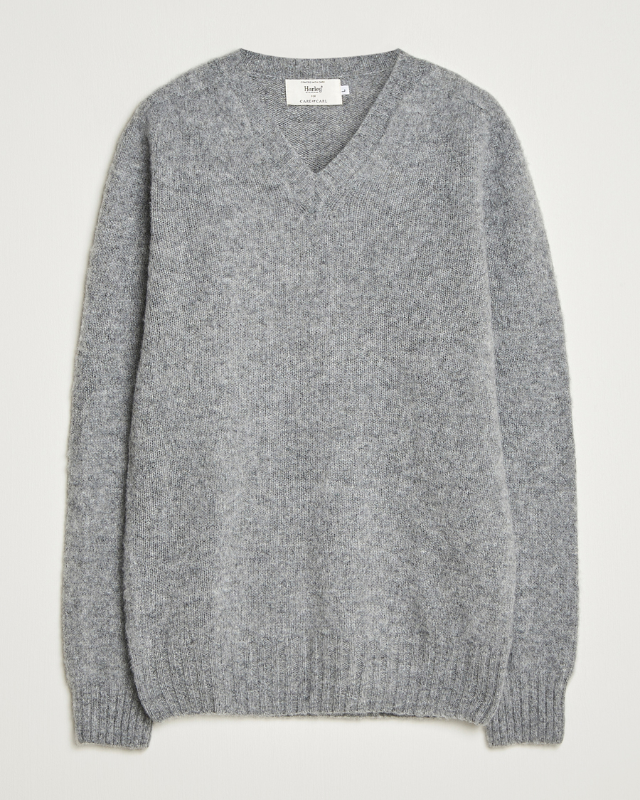 Homme | Pulls Et Tricots | Harley Of Scotland for Care of Carl | Harley Of Scotland Brushed Supersoft Lambswool V-Neck Mid Grey