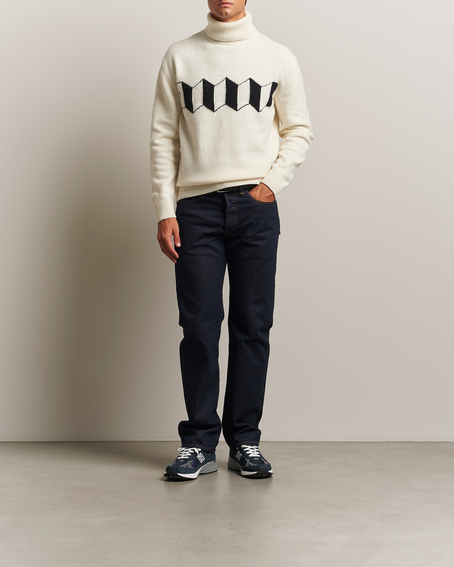 Homme | Pulls Et Tricots | Baracuta | Flag Logo Wool Turtleneck Antique White