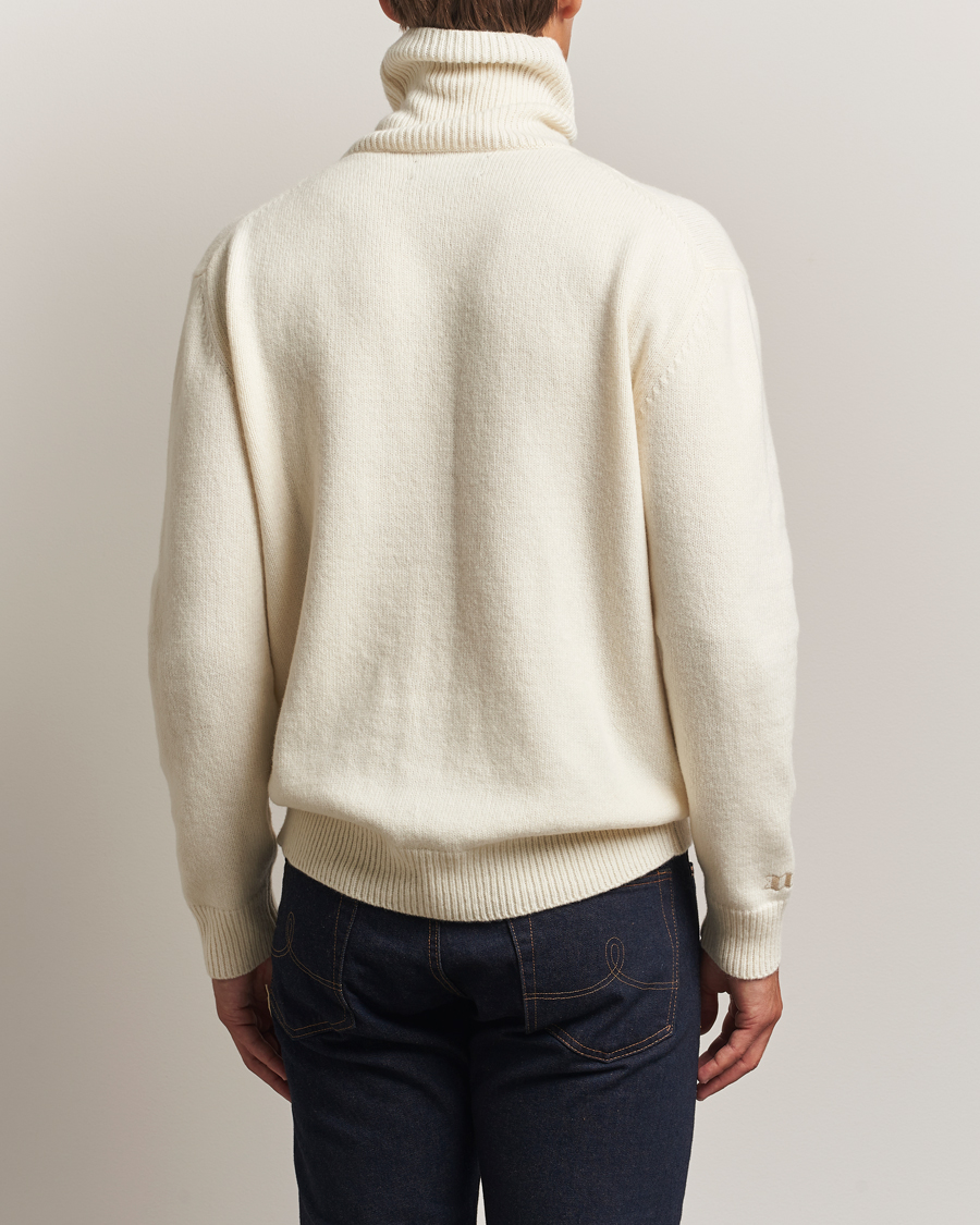 Homme | Pulls Et Tricots | Baracuta | Flag Logo Wool Turtleneck Antique White