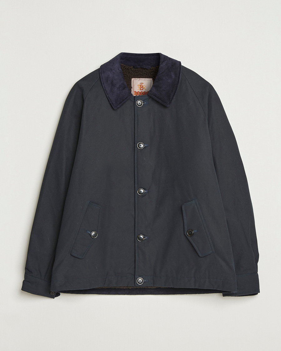 Homme | Manteaux Et Vestes | Baracuta | Waxed Sherling Lined Deck Jacket Dark Navy