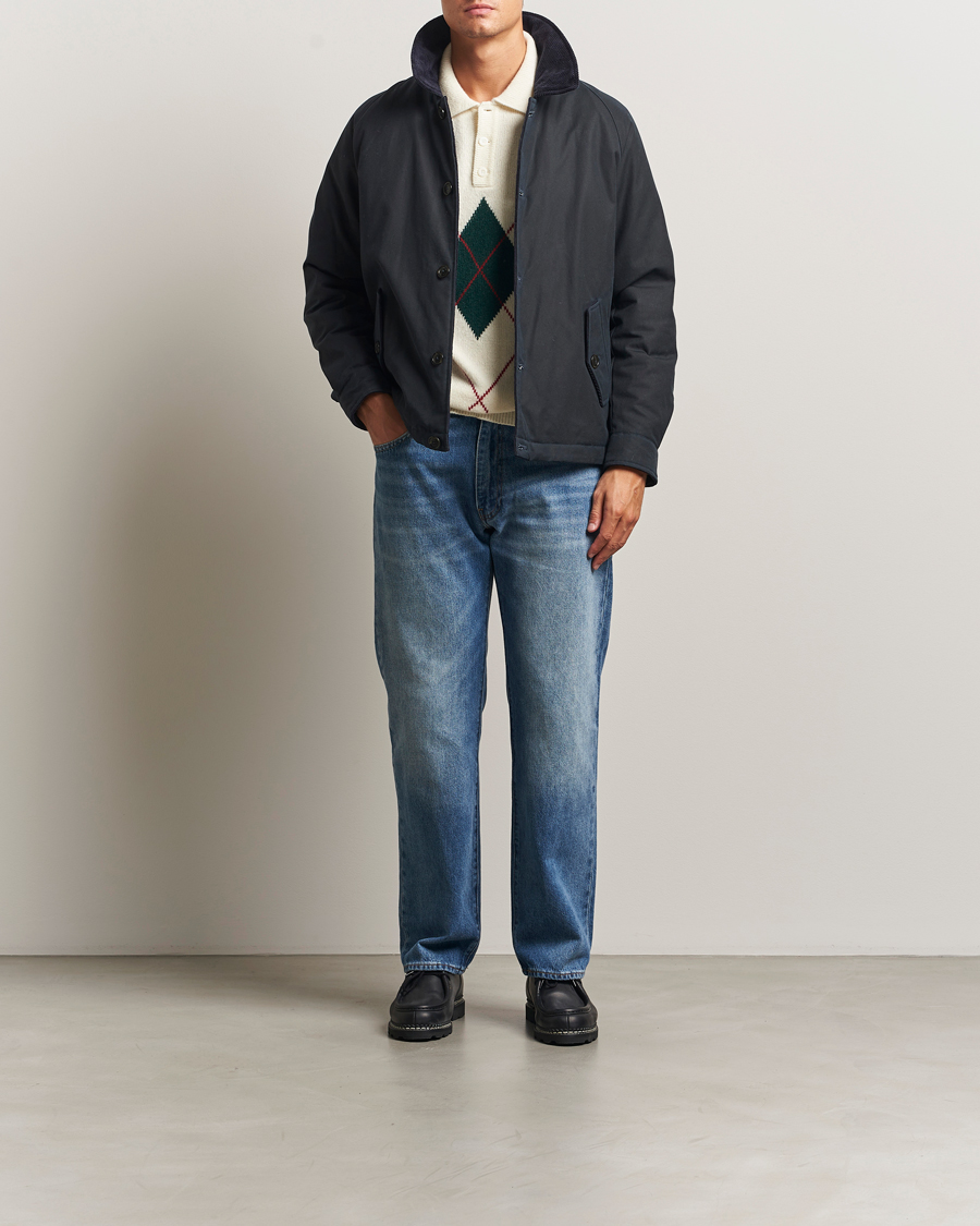 Homme | Manteaux Et Vestes | Baracuta | Waxed Sherling Lined Deck Jacket Dark Navy