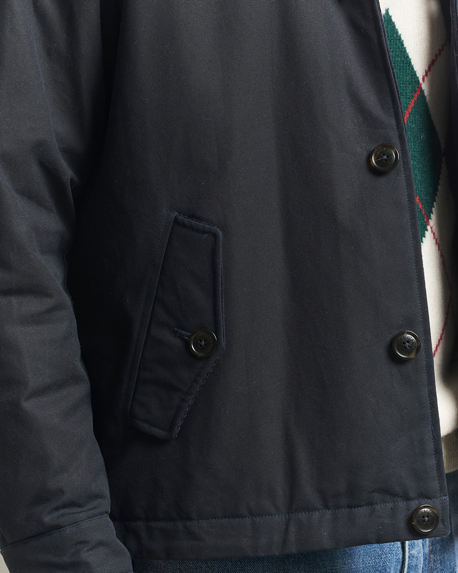 Homme | Manteaux Et Vestes | Baracuta | Waxed Sherling Lined Deck Jacket Dark Navy