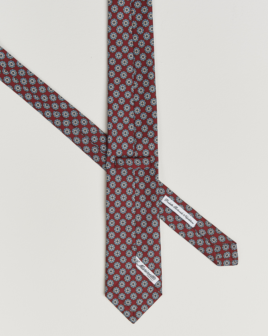 Homme | E. Marinella 3-Fold Printed Silk Tie Burgundy | E. Marinella | 3-Fold Printed Silk Tie Burgundy