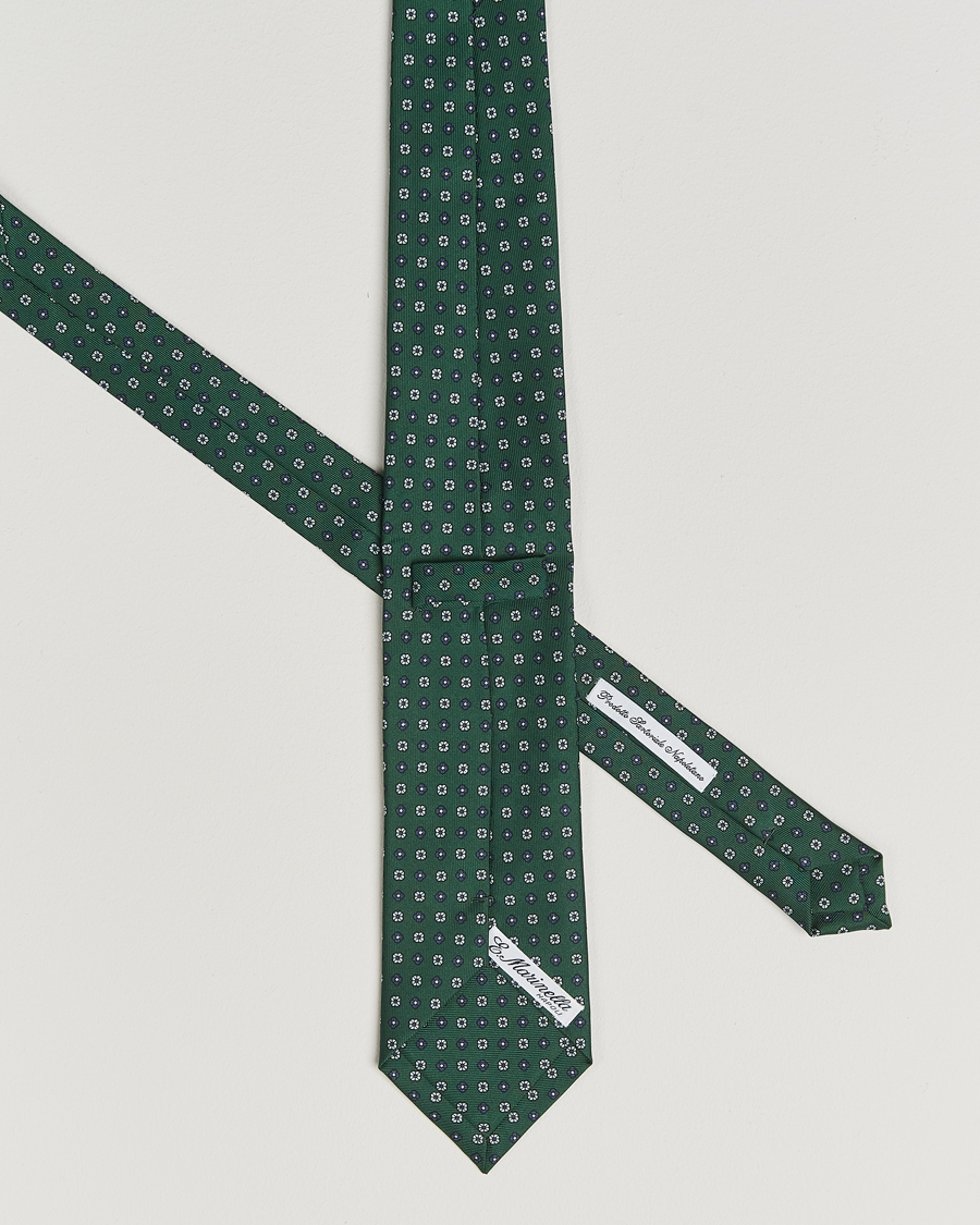 Homme | E. Marinella 3-Fold Printed Silk Tie Dark Green | E. Marinella | 3-Fold Printed Silk Tie Dark Green