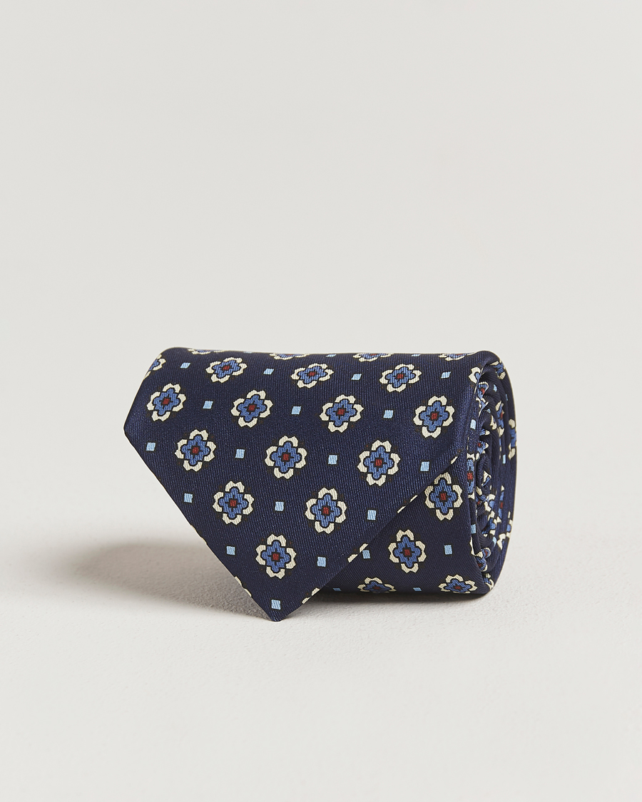 Homme | Cravates | E. Marinella | Archivio 3-Fold Printed Silk Tie Navy