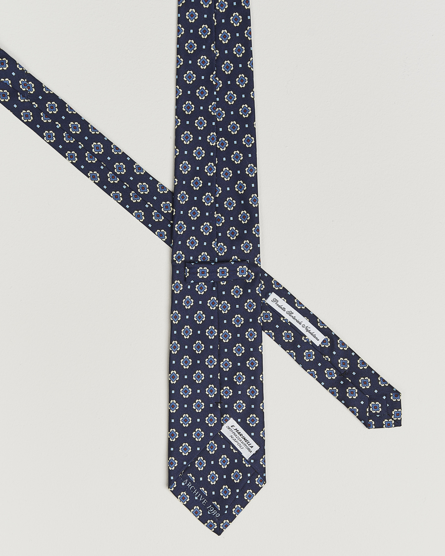 Homme | Cravates | E. Marinella | Archivio 3-Fold Printed Silk Tie Navy