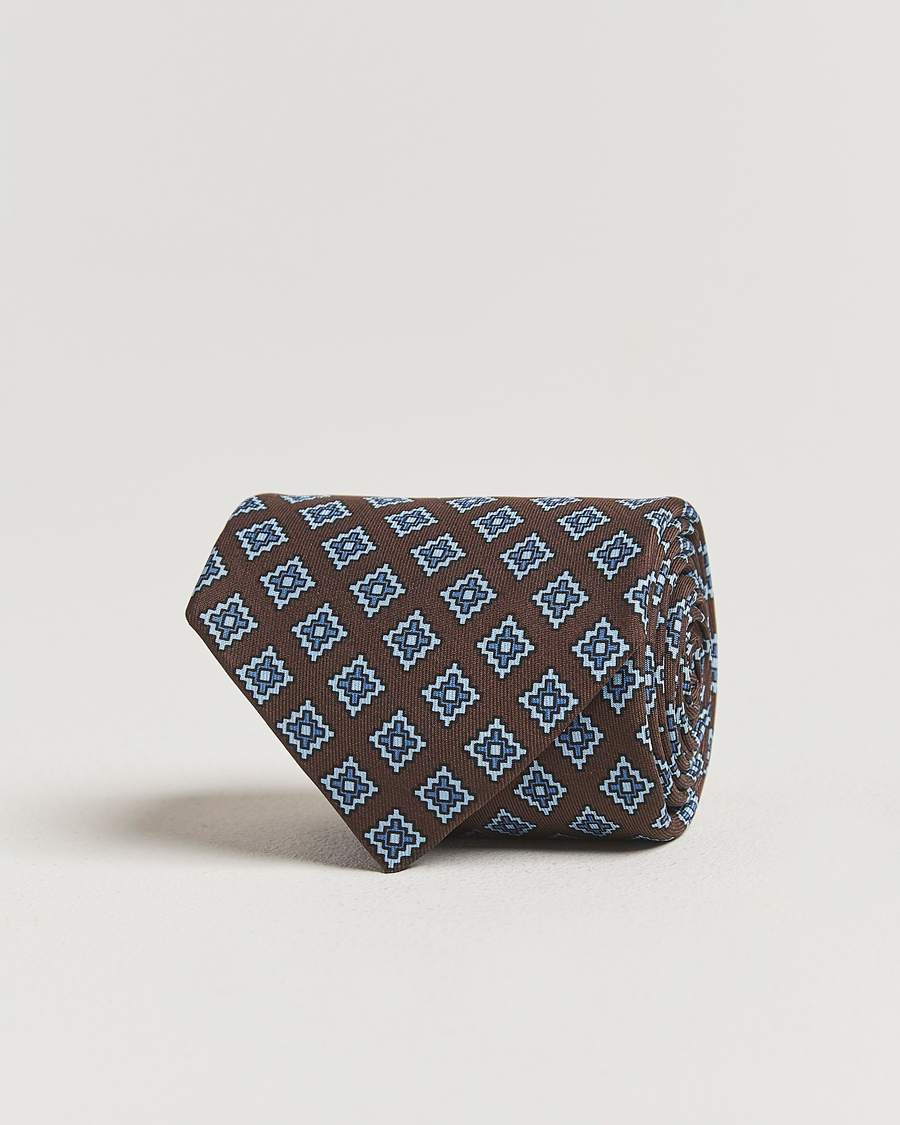 Homme | E. Marinella Archivio 3-Fold Printed Silk Tie Brown | E. Marinella | Archivio 3-Fold Printed Silk Tie Brown