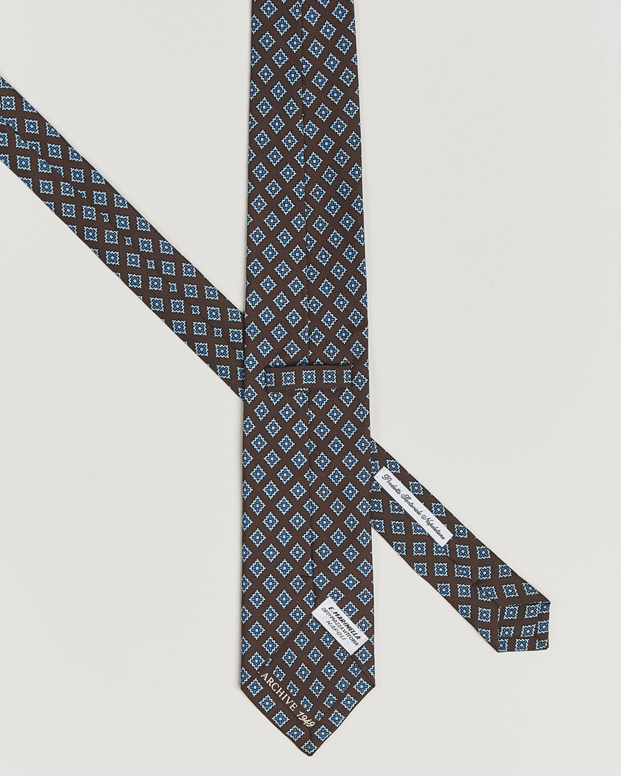 Homme | E. Marinella Archivio 3-Fold Printed Silk Tie Brown | E. Marinella | Archivio 3-Fold Printed Silk Tie Brown