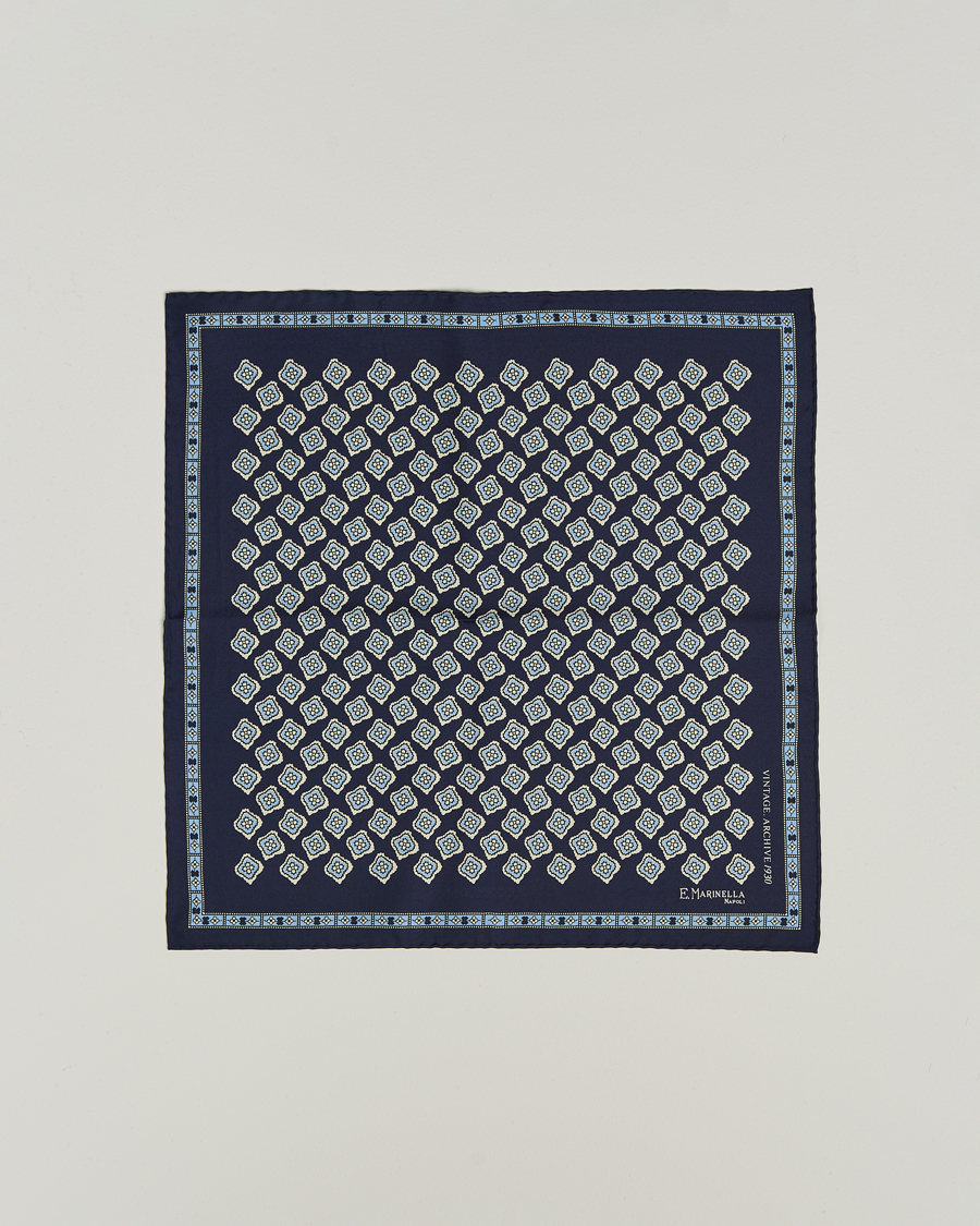 Homme | E. Marinella Archivio Silk Pocket Square Navy | E. Marinella | Archivio Silk Pocket Square Navy