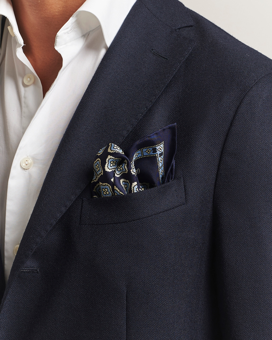 Homme | E. Marinella Archivio Silk Pocket Square Navy | E. Marinella | Archivio Silk Pocket Square Navy