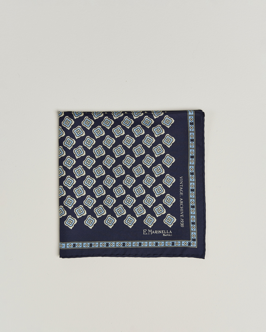 Homme | E. Marinella Archivio Silk Pocket Square Navy | E. Marinella | Archivio Silk Pocket Square Navy