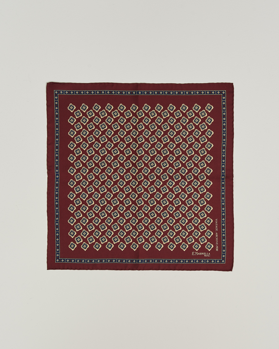 Homme | E. Marinella Archivio Silk Pocket Square Burgundy | E. Marinella | Archivio Silk Pocket Square Burgundy