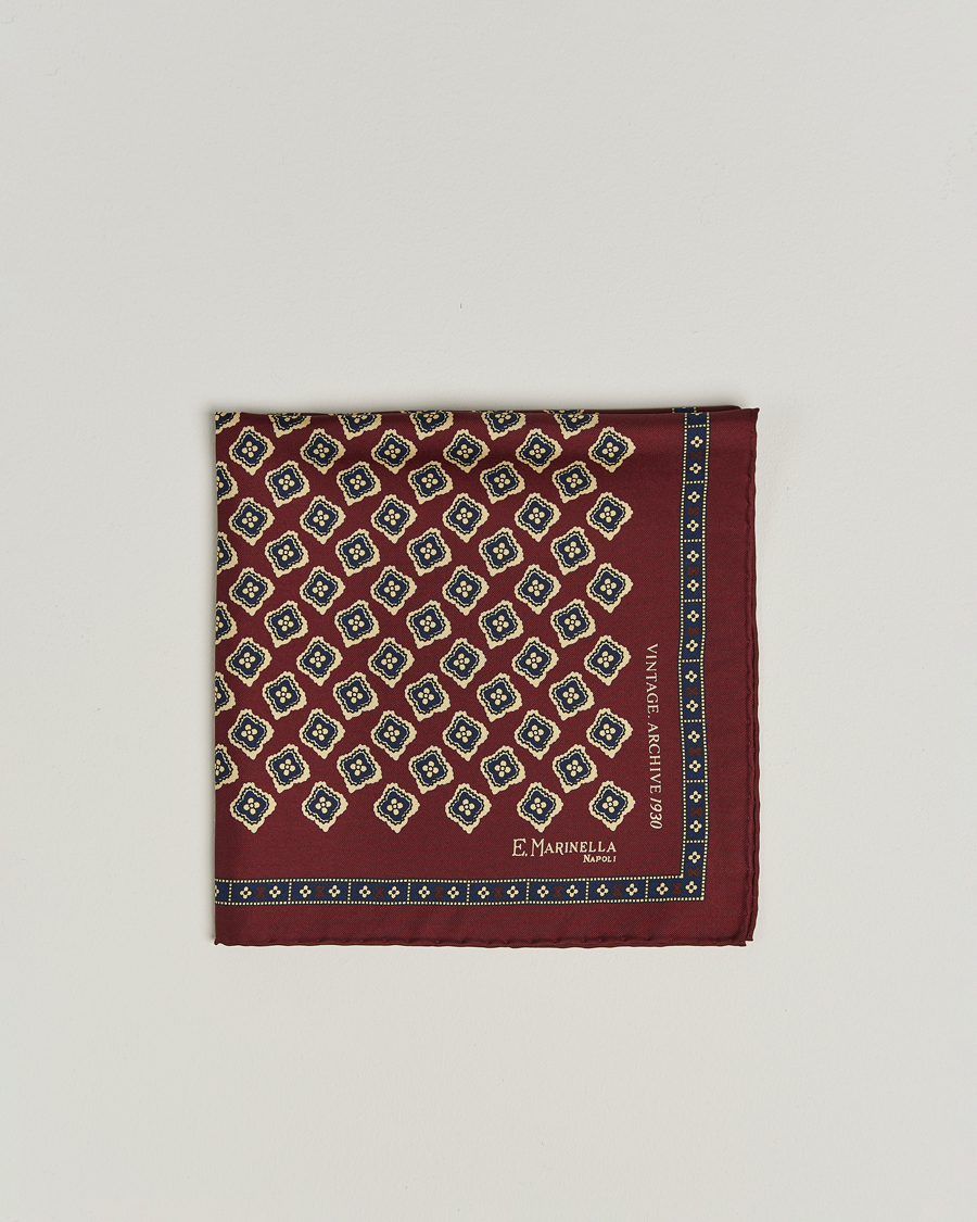 Homme | E. Marinella Archivio Silk Pocket Square Burgundy | E. Marinella | Archivio Silk Pocket Square Burgundy