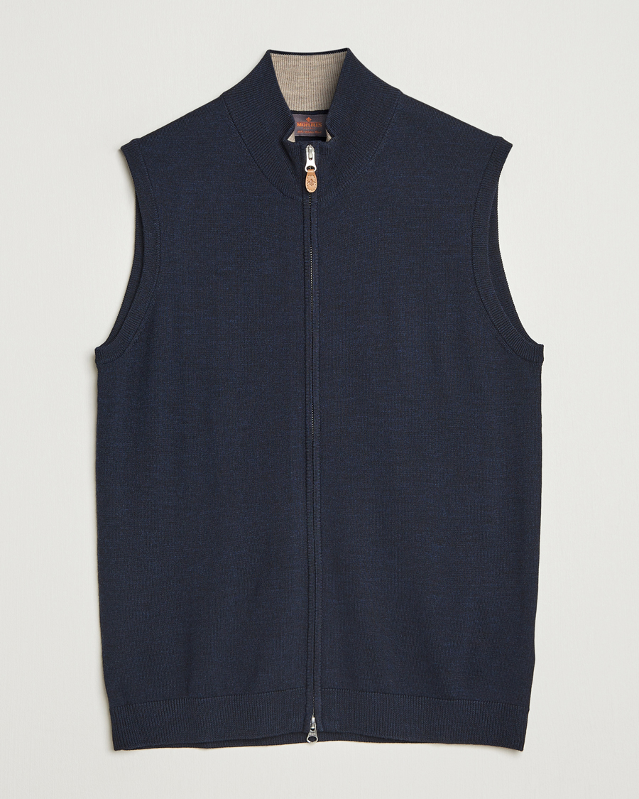 Homme | Pulls Et Tricots | Morris | Merino Zip Vest Navy