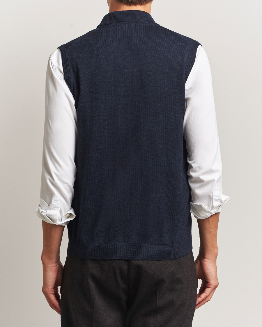 Homme | Pulls Et Tricots | Morris | Merino Zip Vest Navy