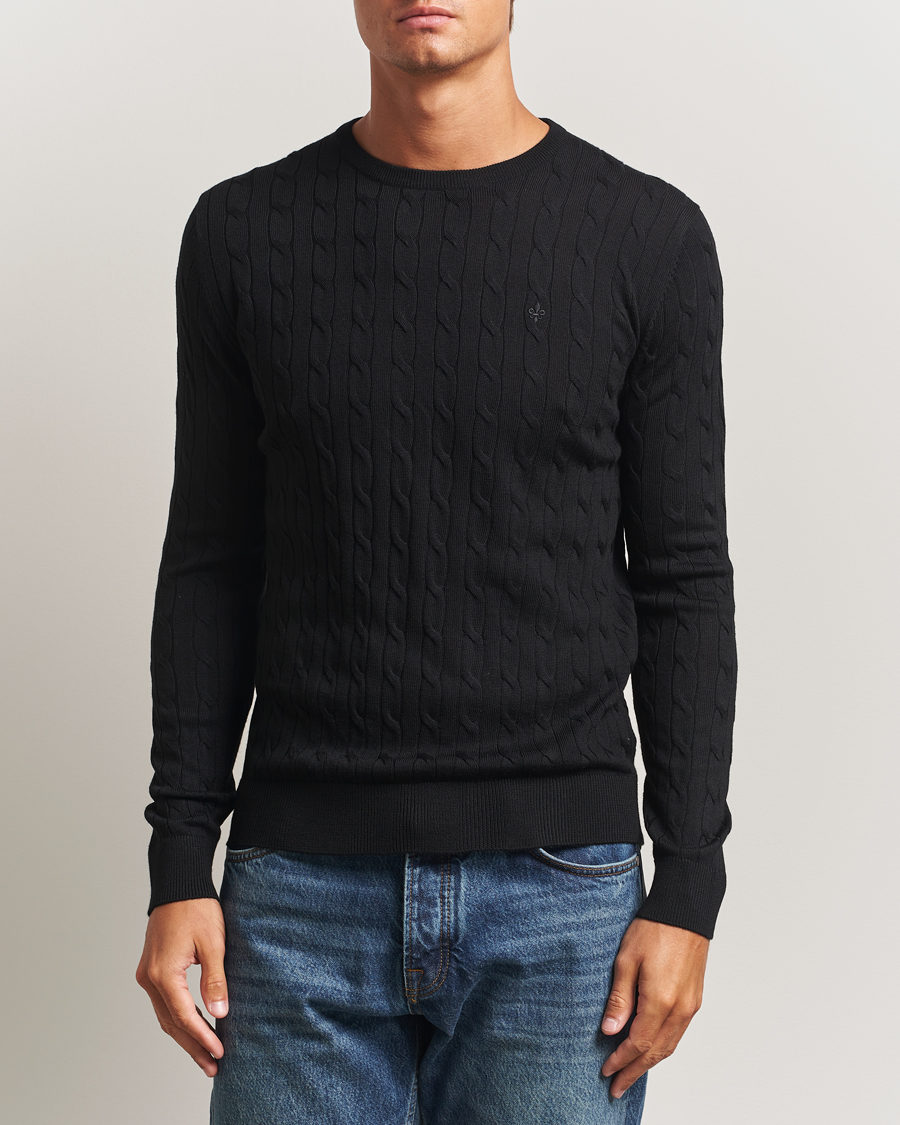 Homme | Pulls Et Tricots | Morris | Merino Cable O-Neck Black