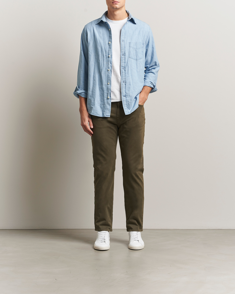 Homme | Pantalons | Morris | James Brushed 5-Pocket Pants Olive