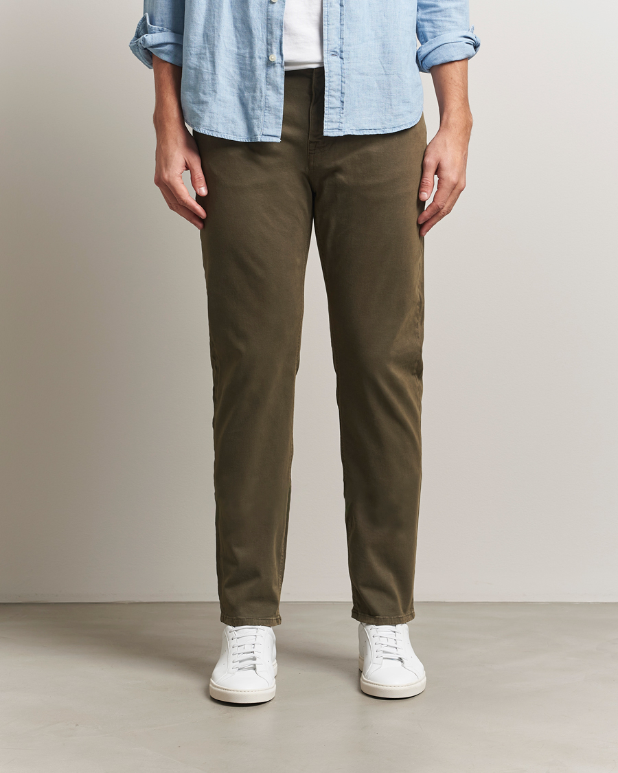 Homme | Pantalons | Morris | James Brushed 5-Pocket Pants Olive
