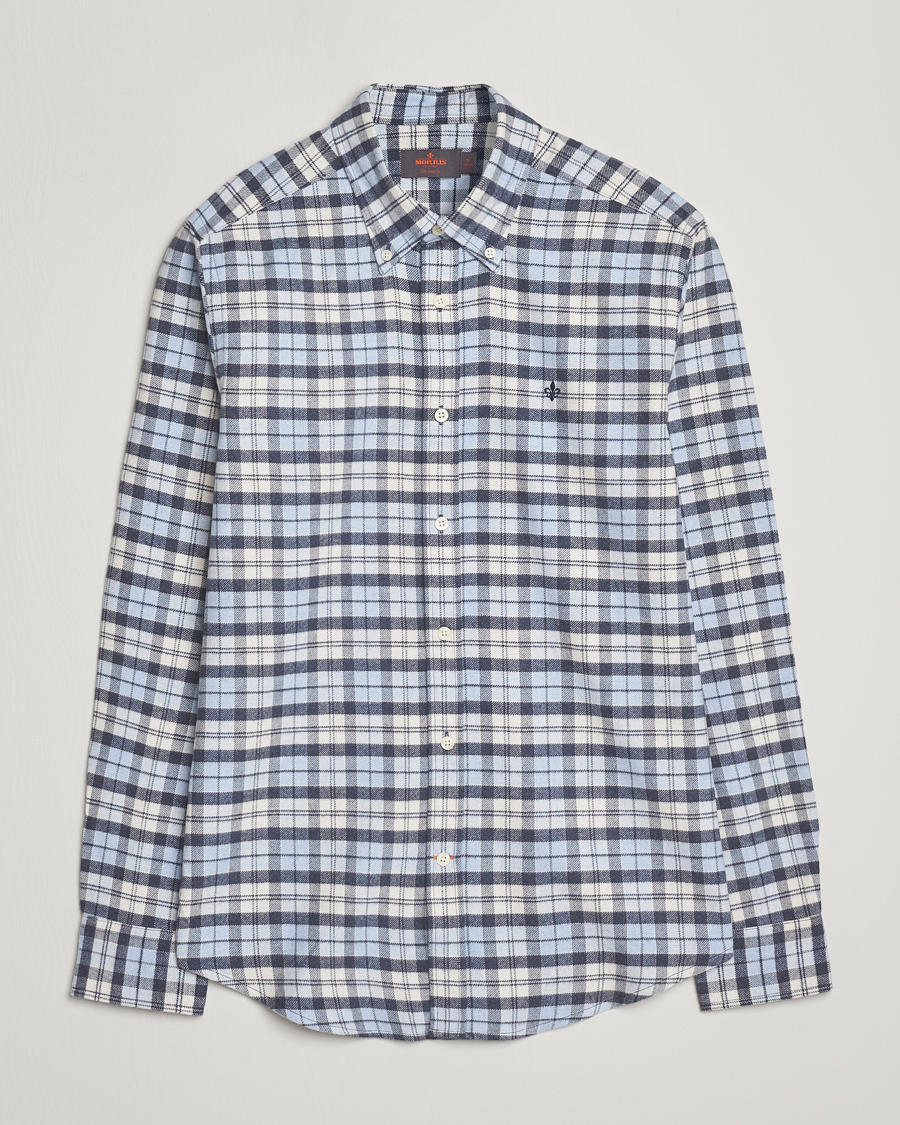 Homme | Chemises | Morris | Flannel Check Shirt Light Blue