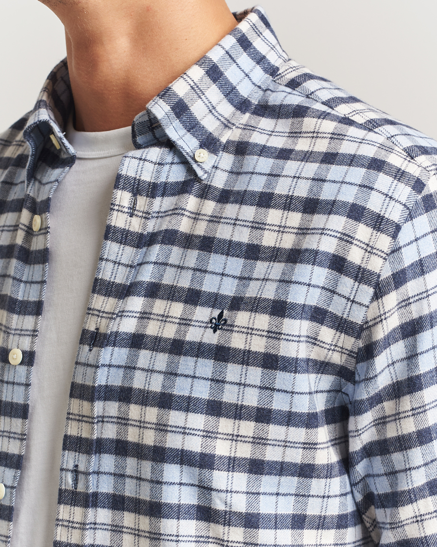 Homme | Chemises | Morris | Flannel Check Shirt Light Blue