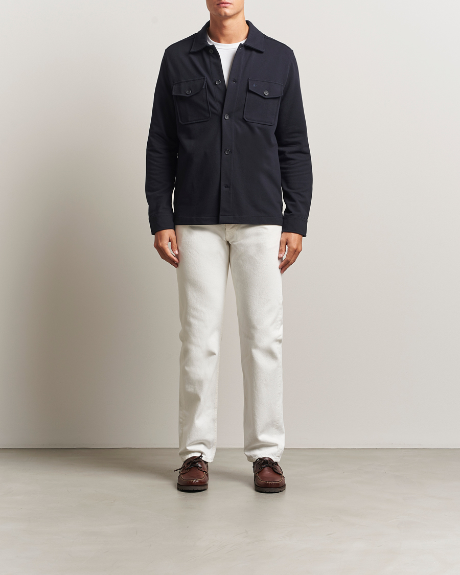 Homme | Chemises | Morris | Andrew Jersey Overshirt Old Blue