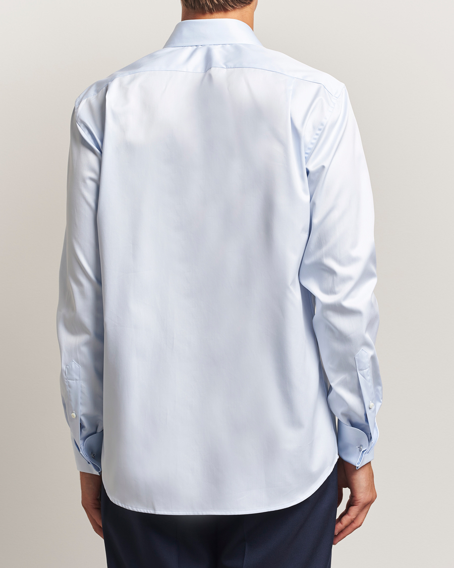 Homme | Chemises | Stenströms | Regular Fit Cotton Twill Double Cuff Shirt Blue