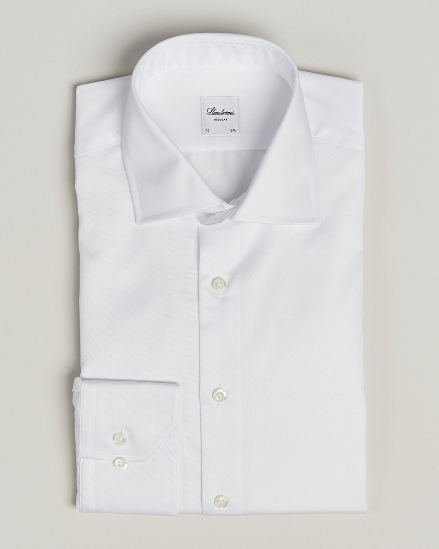 Homme | Chemises | Stenströms | Regular Fit Cotton Twill Shirt White