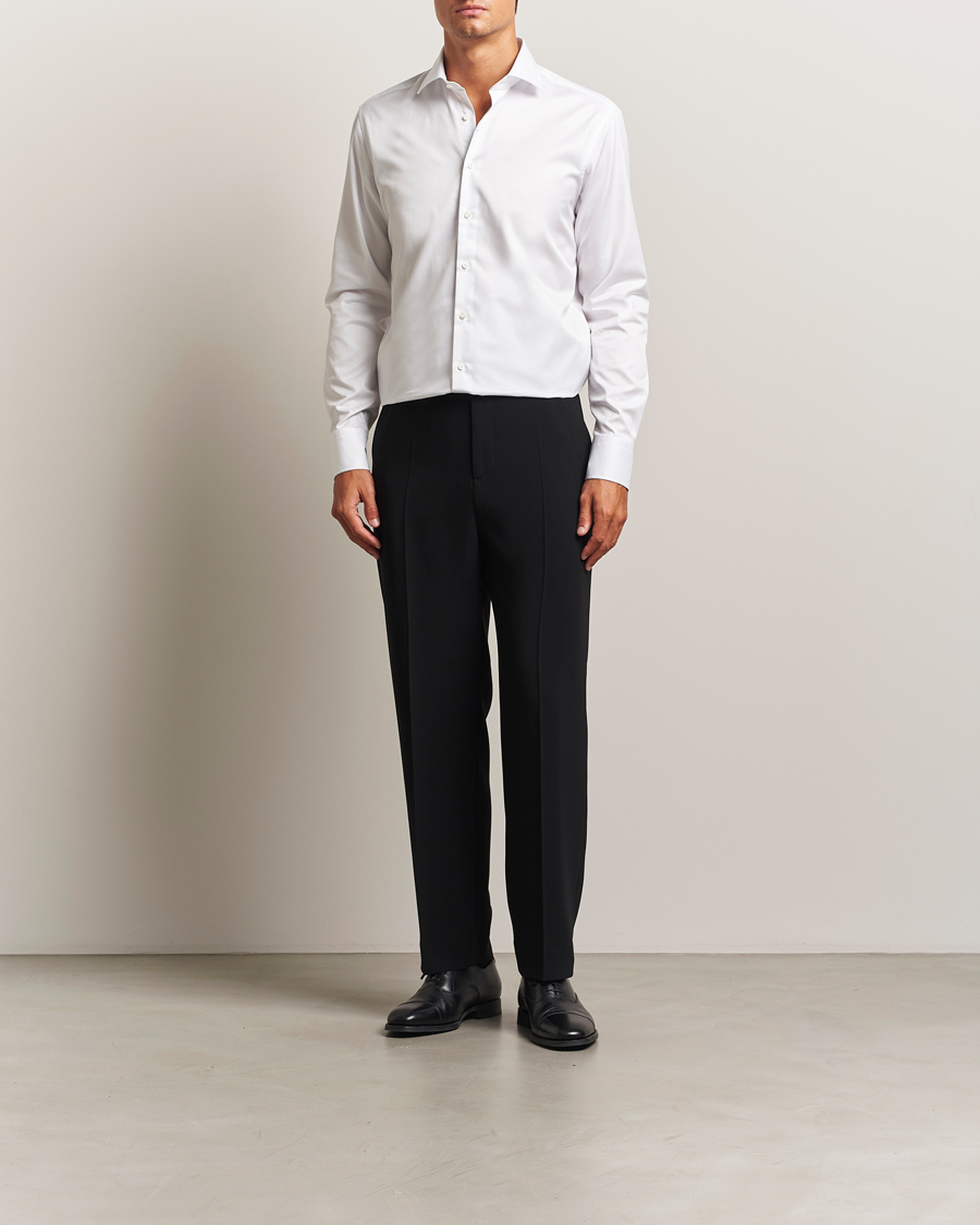 Homme | Chemises | Stenströms | Regular Fit Cotton Twill Shirt White