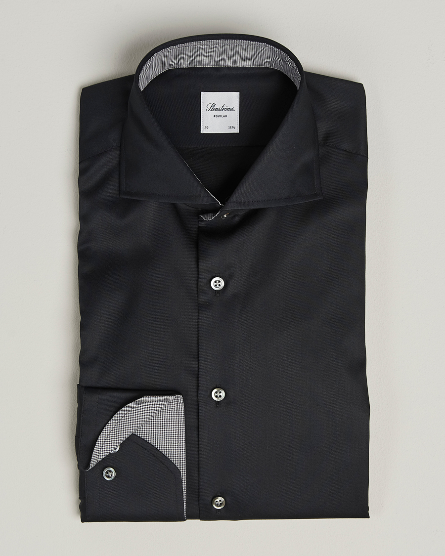 Homme | Chemises | Stenströms | Regular Fit Contrast Shirt Black