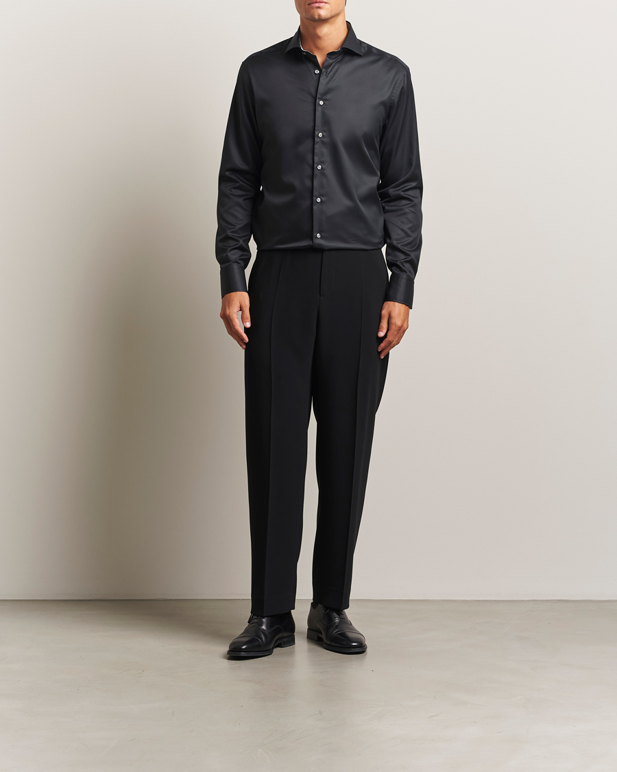 Homme | Chemises | Stenströms | Regular Fit Contrast Shirt Black