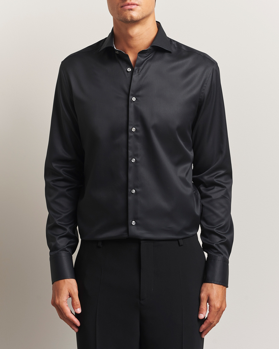 Homme | Chemises | Stenströms | Regular Fit Contrast Shirt Black