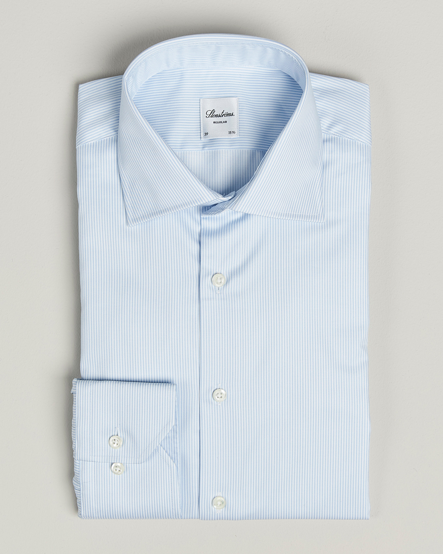 Homme | Chemises | Stenströms | Regular Fit Thin Stripe Shirt White/Blue