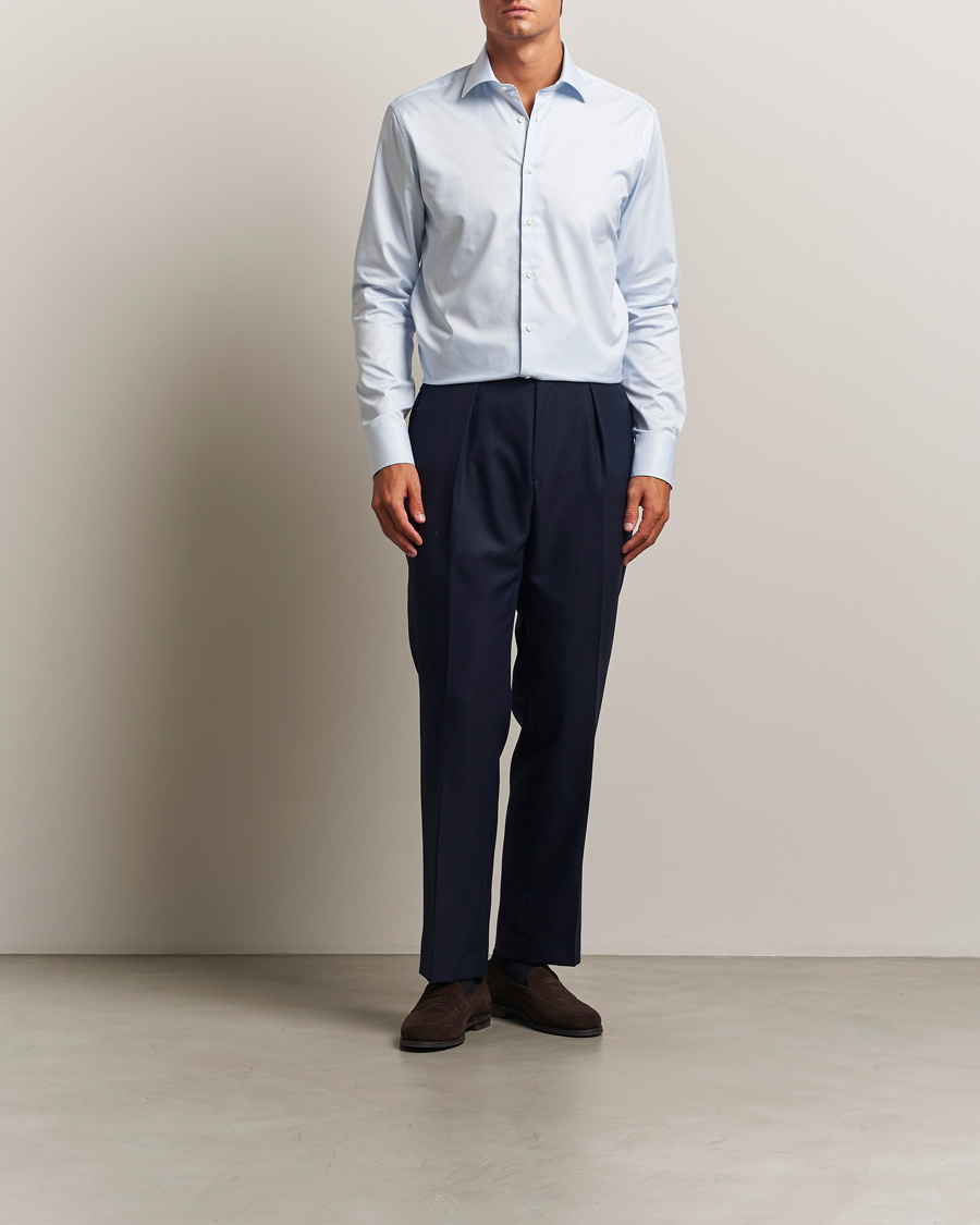 Homme | Chemises | Stenströms | Regular Fit Thin Stripe Shirt White/Blue