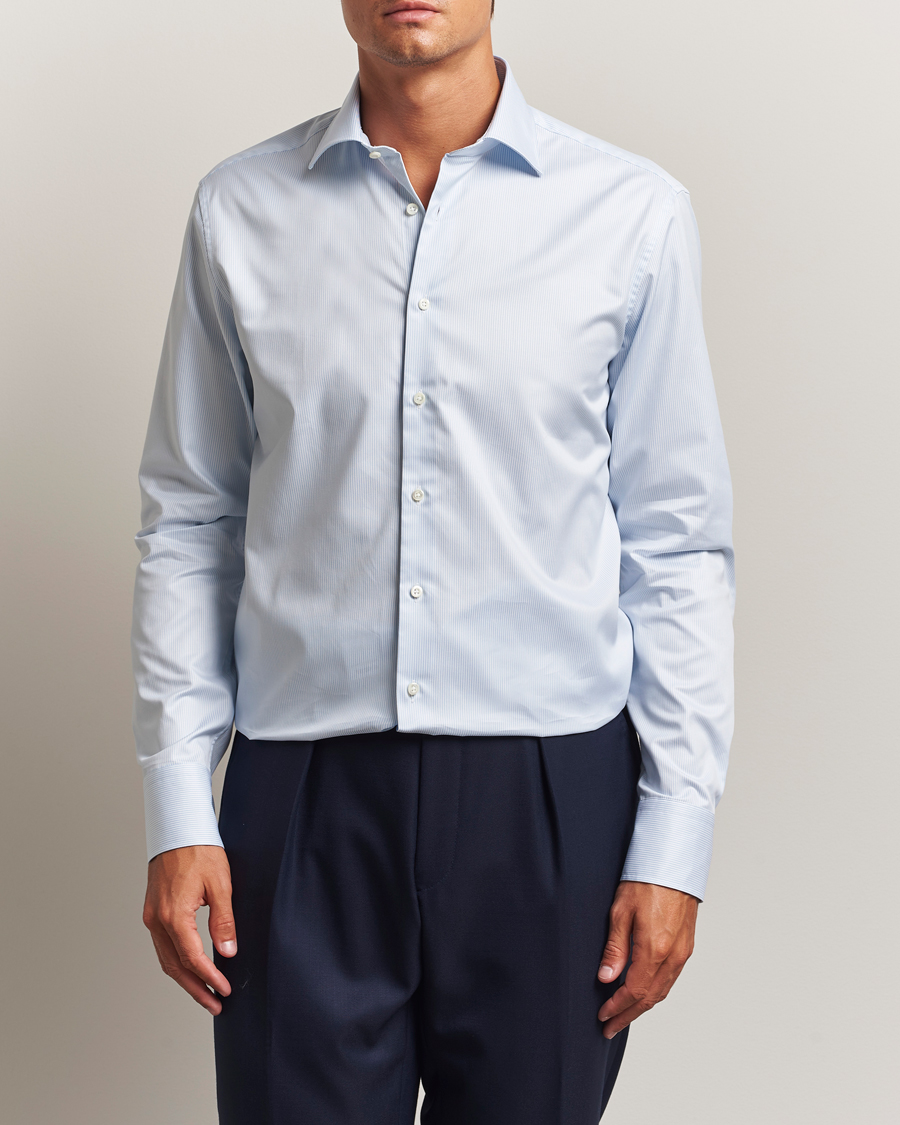 Homme | Chemises | Stenströms | Regular Fit Thin Stripe Shirt White/Blue