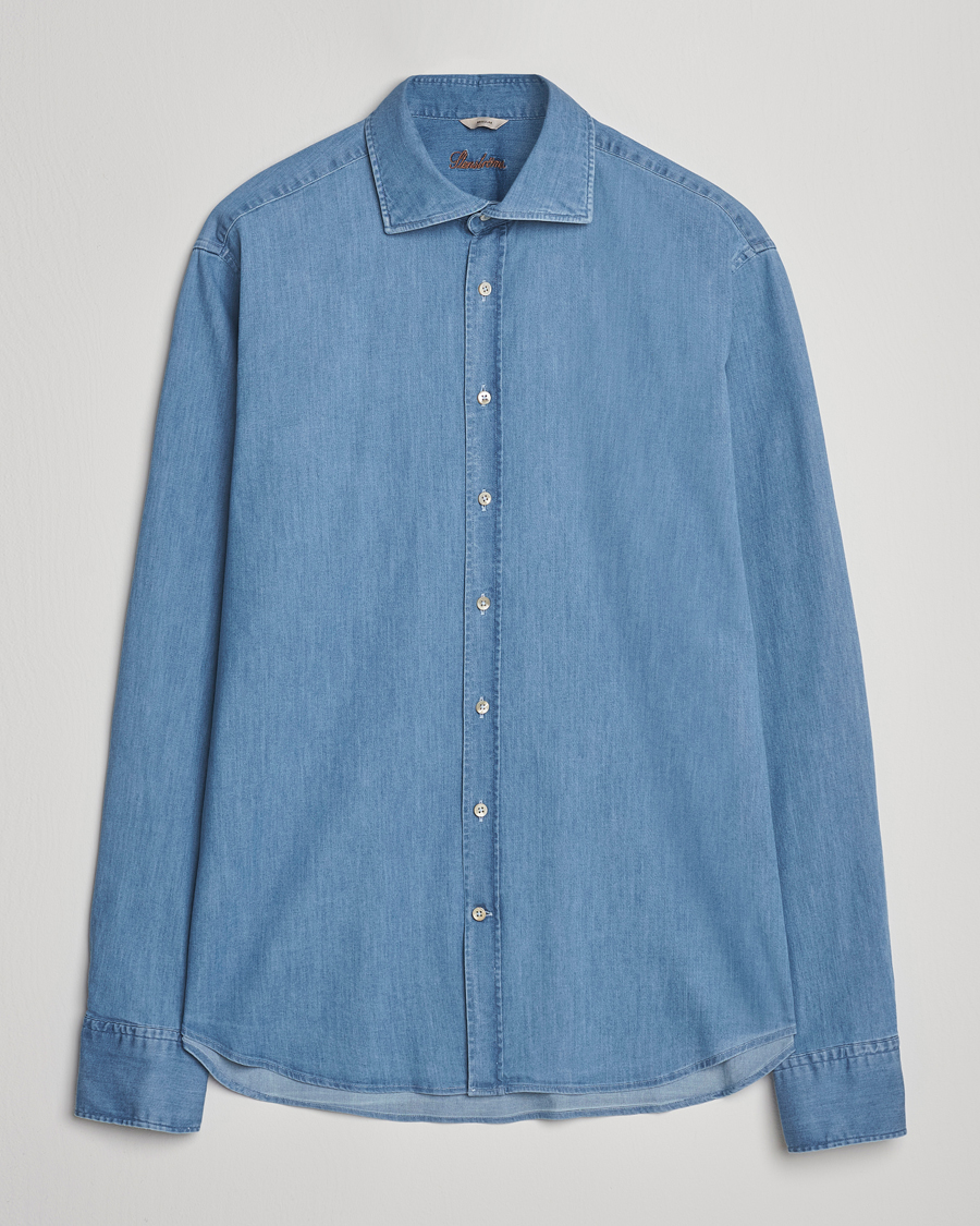 Homme | Chemises | Stenströms | Regular Fit Garment Washed Shirt Light Denim
