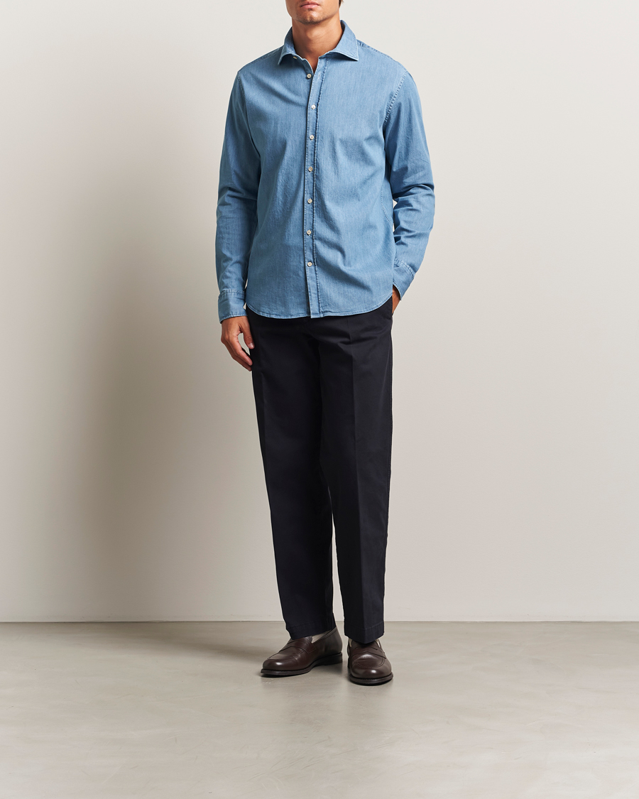 Homme | Chemises | Stenströms | Regular Fit Garment Washed Shirt Light Denim