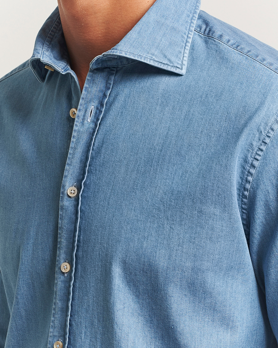 Homme | Chemises | Stenströms | Regular Fit Garment Washed Shirt Light Denim