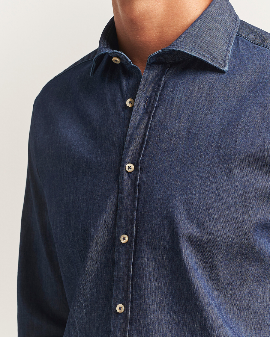 Homme | Chemises | Stenströms | Regular Fit Garment Washed Shirt Dark Denim