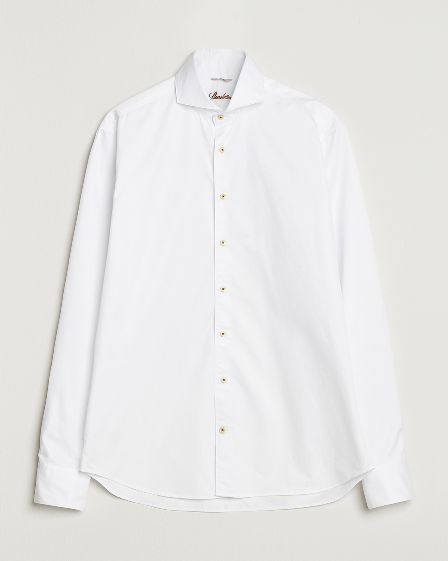 Homme | Chemises | Stenströms | Regular Fit Washed Cotton Plain Shirt White