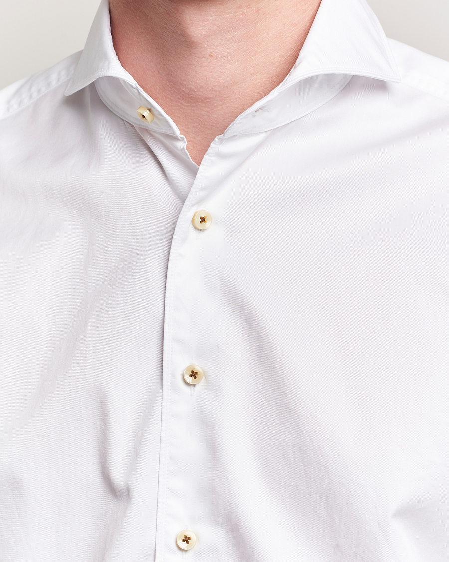 Homme | Chemises | Stenströms | Regular Fit Washed Cotton Plain Shirt White