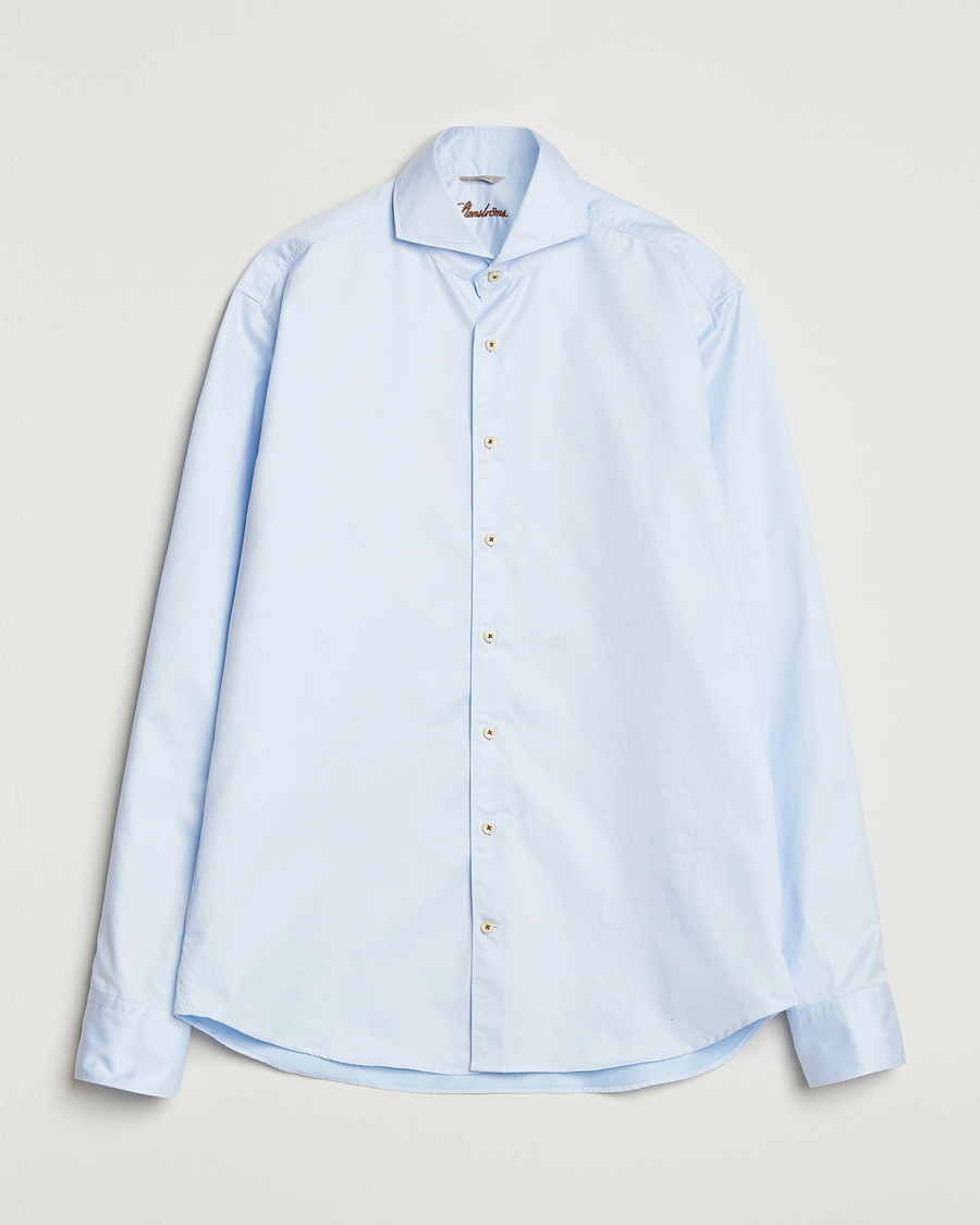 Homme | Chemises | Stenströms | Regular Fit Washed Cotton Plain Shirt Light Blue