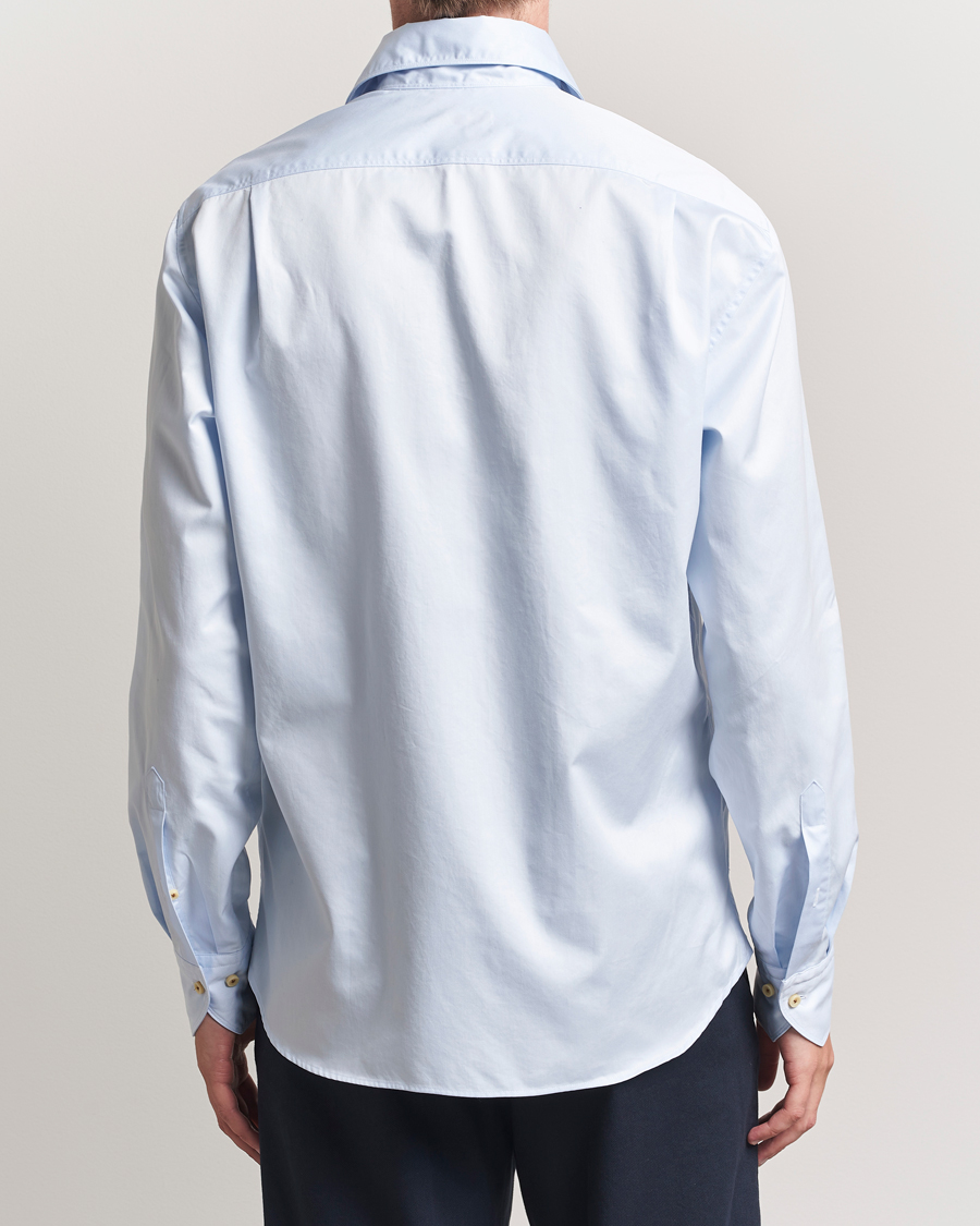 Homme | Chemises | Stenströms | Regular Fit Washed Cotton Plain Shirt Light Blue