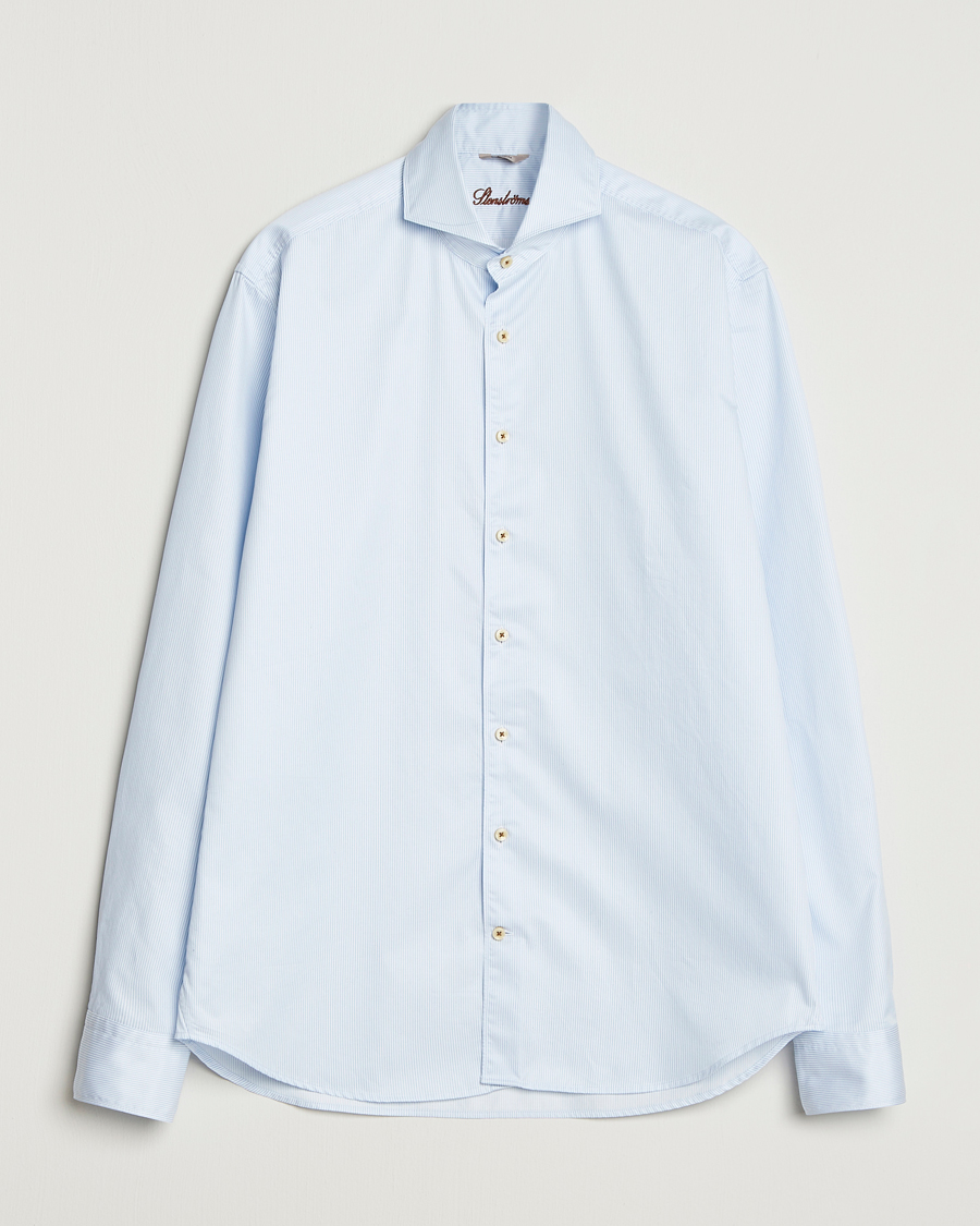 Homme | Chemises | Stenströms | Regular Fit Pinstriped Casual Shirt Light Blue